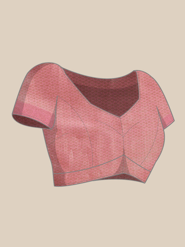 Pink Tissue Silk Digital Print Floral Saree with Unstitched Blouse - Hiral Fashion
