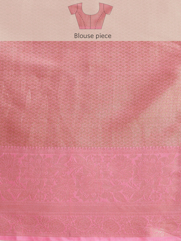 Pink Tissue Silk Digital Print Floral Saree with Unstitched Blouse - Hiral Fashion