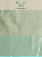 Turquoise Tissue Silk Digital Print Floral Saree with Unstitched Blouse - Hiral Fashion