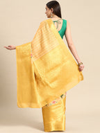Yellow Tissue Silk Digital Print Floral Saree with Unstitched Blouse - Hiral Fashion