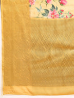 Yellow Tissue Silk Digital Print Floral Saree with Unstitched Blouse - Hiral Fashion