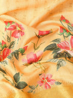 Yellow Tissue Silk Digital Print Floral Saree with Unstitched Blouse - Hiral Fashion