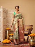 Hiral Fashion Green Banarasi Muga Silk Pichwai Digital Printed Saree