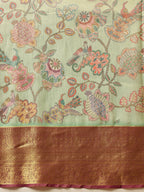 Hiral Fashion Green Banarasi Muga Silk Pichwai Digital Printed Saree