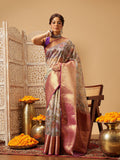 Hiral Fashion Lavender Banarasi Muga Silk Pichwai Digital Printed Saree