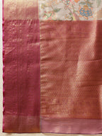 Hiral Fashion Lavender Banarasi Muga Silk Pichwai Digital Printed Saree