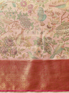 Hiral Fashion Pink Banarasi Muga Silk Pichwai Digital Printed Saree