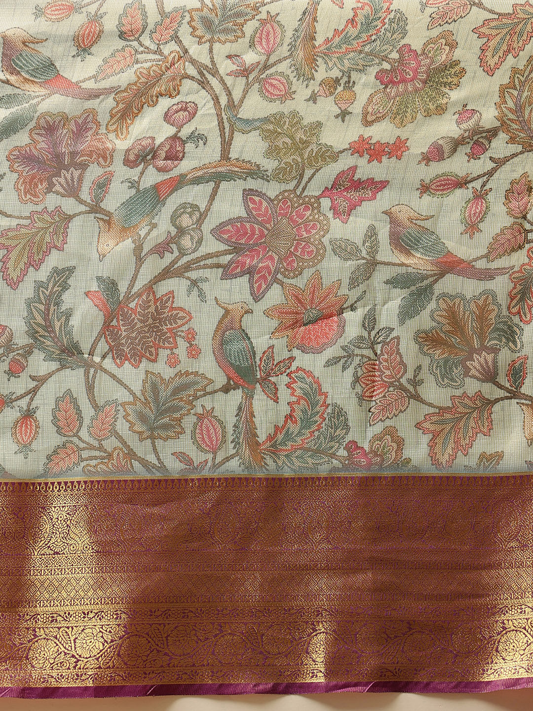 Hiral Fashion Teal Banarasi Muga Silk Pichwai Digital Printed Saree