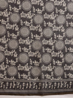 Hiral Fashion Black Chanderi Cotton Blend Abstract Digital Printed Saree