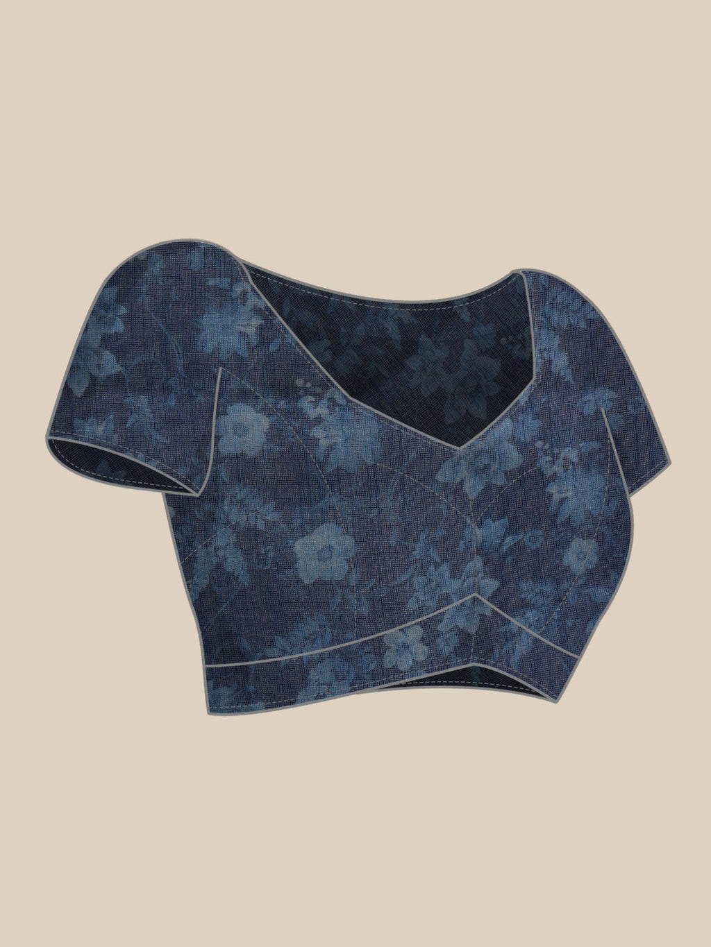Hiral Fashion Blue Chanderi Cotton Blend Floral Digital Printed Saree