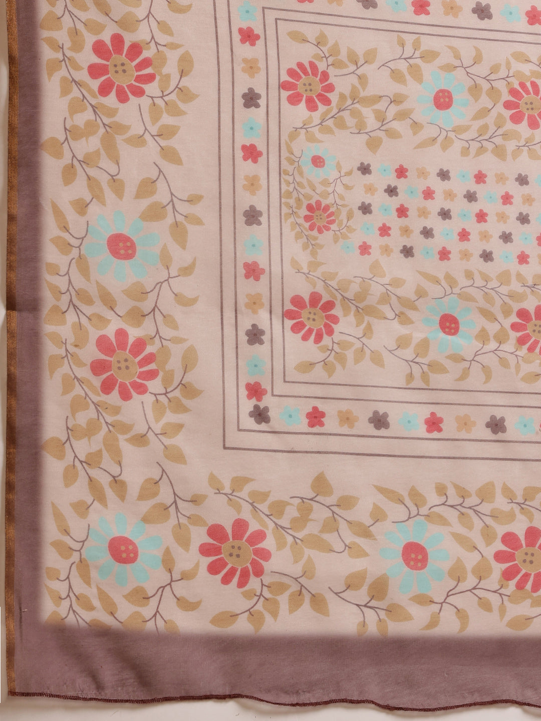Hiral Fashion Peach Chanderi Cotton Blend Floral Digital Printed Saree