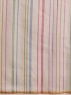 Hiral Fashion White Chanderi Cotton Blend Stripes Digital Printed Saree
