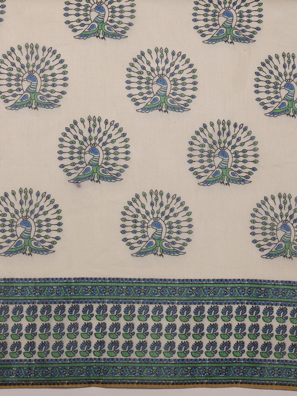 Hiral Fashion Off White Chanderi Cotton Blend Abstract Digital Printed Saree