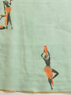 Hiral Fashion Green Chanderi Cotton Blend Abstract Digital Printed Saree