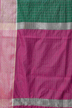 Hiral Fashion Green Banarasi Soft Silk Checks Zari Woven Saree