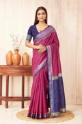 Hiral Fashion Pink Banarasi Soft Silk Checks Zari Woven Saree