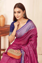 Hiral Fashion Pink Banarasi Soft Silk Checks Zari Woven Saree
