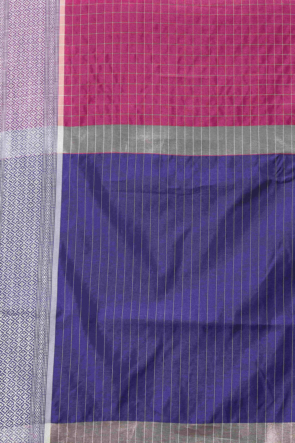 Hiral Fashion Pink Banarasi Soft Silk Checks Zari Woven Saree