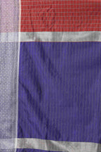 Hiral Fashion Red Banarasi Soft Silk Checks Zari Woven Saree