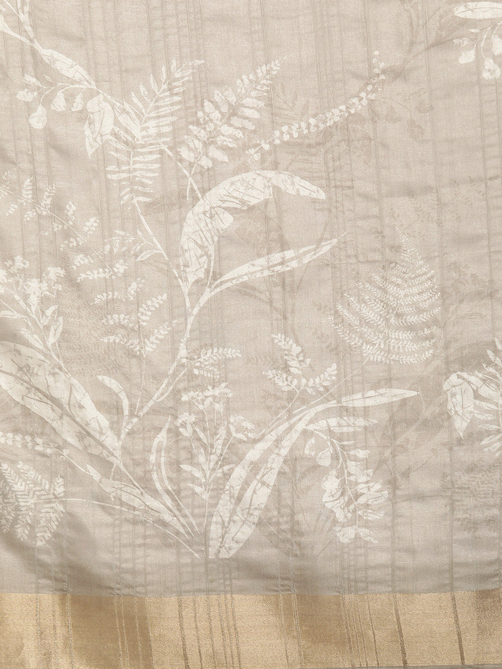 Beige Silk Blend Digital Print Floral Saree with Unstitched Blouse - Hiral Fashion