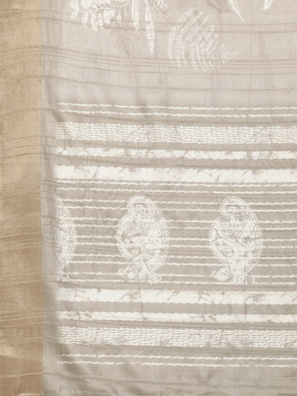Beige Silk Blend Digital Print Floral Saree with Unstitched Blouse - Hiral Fashion