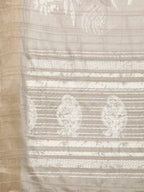 Beige Silk Blend Digital Print Floral Saree with Unstitched Blouse - Hiral Fashion