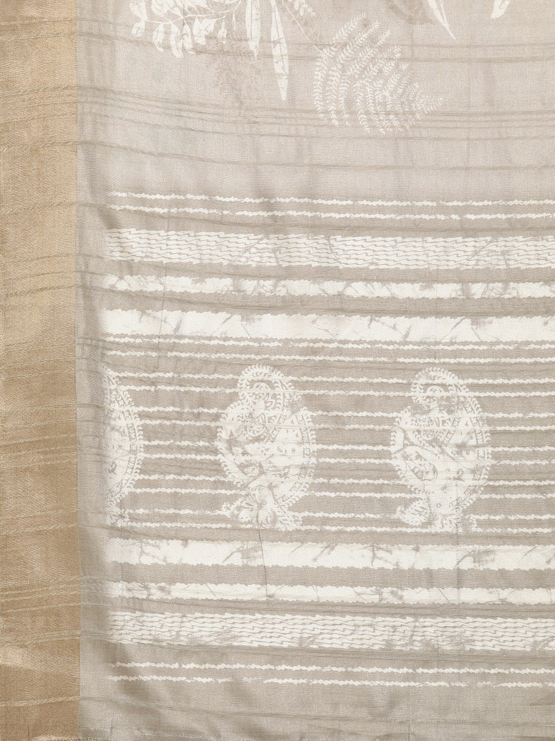 Beige Silk Blend Digital Print Floral Saree with Unstitched Blouse - Hiral Fashion