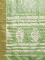 Green Silk Blend Digital Print Floral Saree with Unstitched Blouse - Hiral Fashion