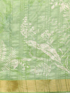 Green Silk Blend Digital Print Floral Saree with Unstitched Blouse - Hiral Fashion