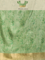 Green Silk Blend Digital Print Floral Saree with Unstitched Blouse - Hiral Fashion