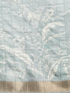 Gray Silk Blend Digital Print Floral Saree with Unstitched Blouse - Hiral Fashion