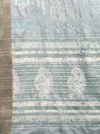 Gray Silk Blend Digital Print Floral Saree with Unstitched Blouse - Hiral Fashion