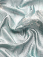 Gray Silk Blend Digital Print Floral Saree with Unstitched Blouse - Hiral Fashion