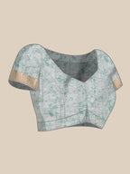 Gray Silk Blend Digital Print Floral Saree with Unstitched Blouse - Hiral Fashion