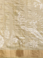 Olive Silk Blend Digital Print Floral Saree with Unstitched Blouse - Hiral Fashion