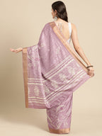 Purple Silk Blend Digital Print Floral Saree with Unstitched Blouse - Hiral Fashion