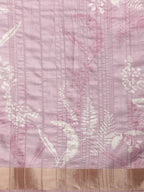 Purple Silk Blend Digital Print Floral Saree with Unstitched Blouse - Hiral Fashion