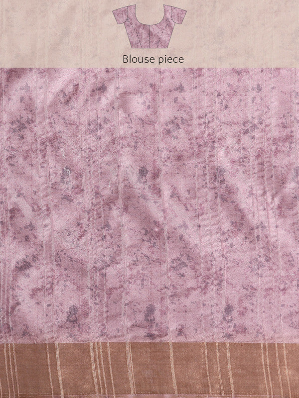Purple Silk Blend Digital Print Floral Saree with Unstitched Blouse - Hiral Fashion