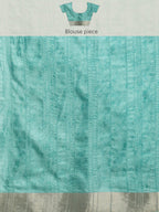 Turquoise Silk Blend Digital Print Floral Saree with Unstitched Blouse - Hiral Fashion