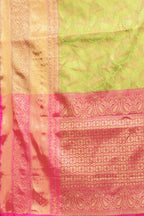 Hiral Fashion Green Banarasi Art Silk Floral Woven Design Saree