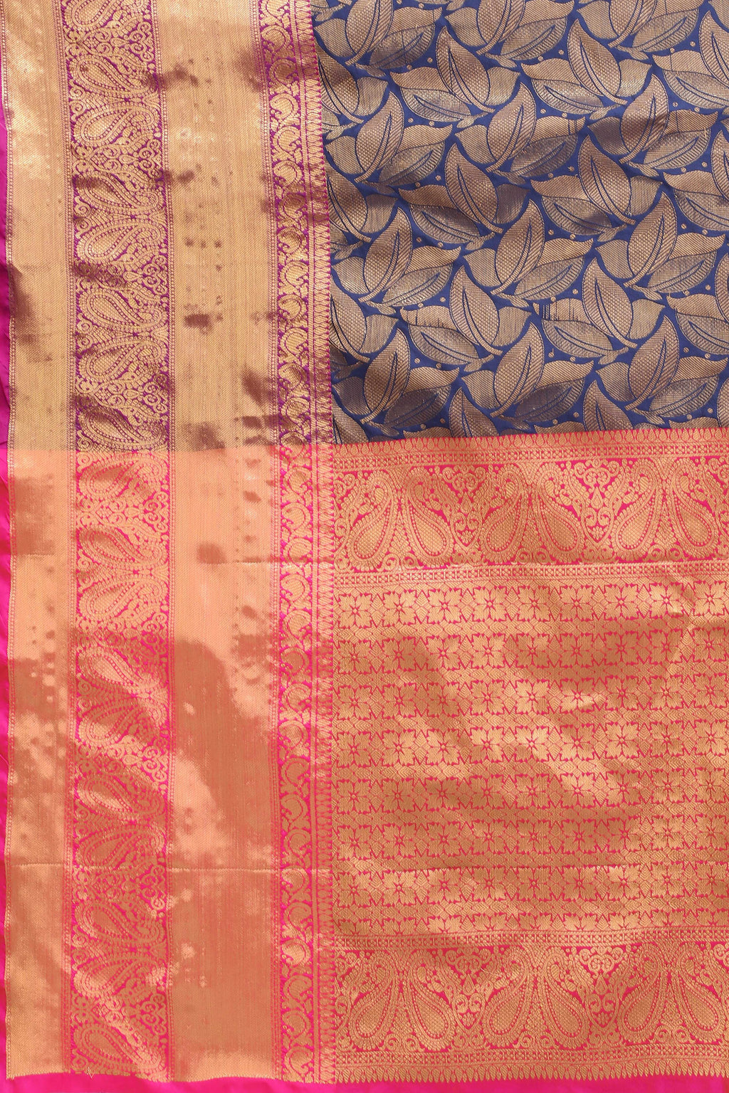 Hiral Fashion Navy Blue Banarasi Art Silk Floral Woven Design Saree