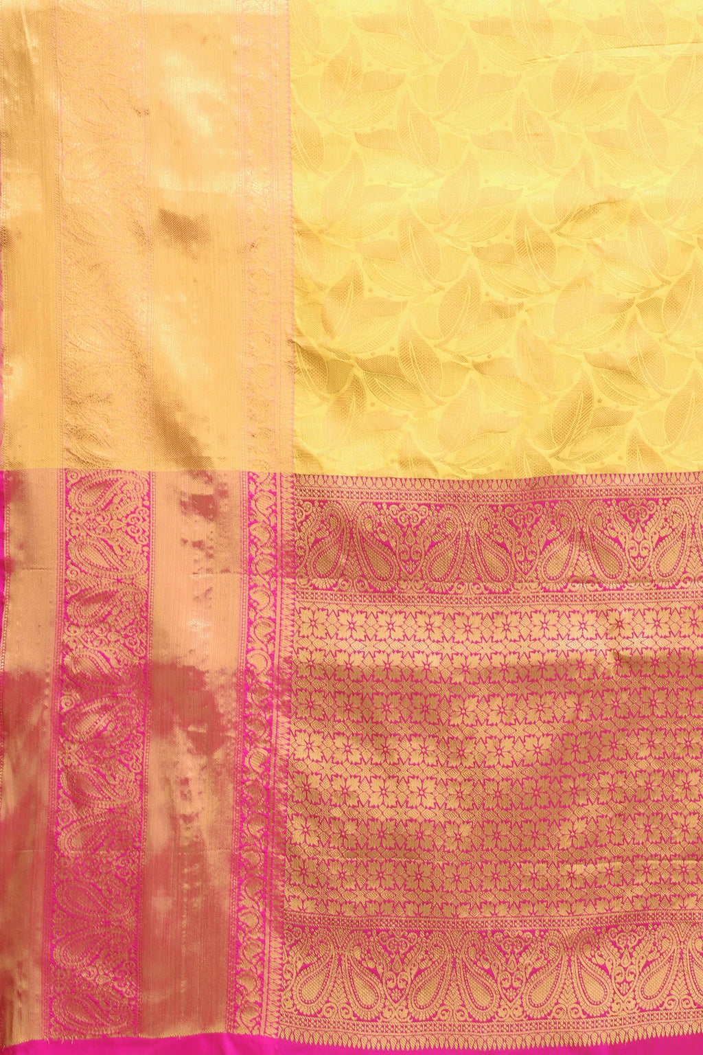 Hiral Fashion Yellow Banarasi Art Silk Floral Woven Design Saree