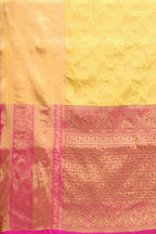 Hiral Fashion Yellow Banarasi Art Silk Floral Woven Design Saree