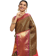 Black Pure Silk Woven Zari Design Polka Dots Saree with Unstitched Blouse - Hiral Fashion