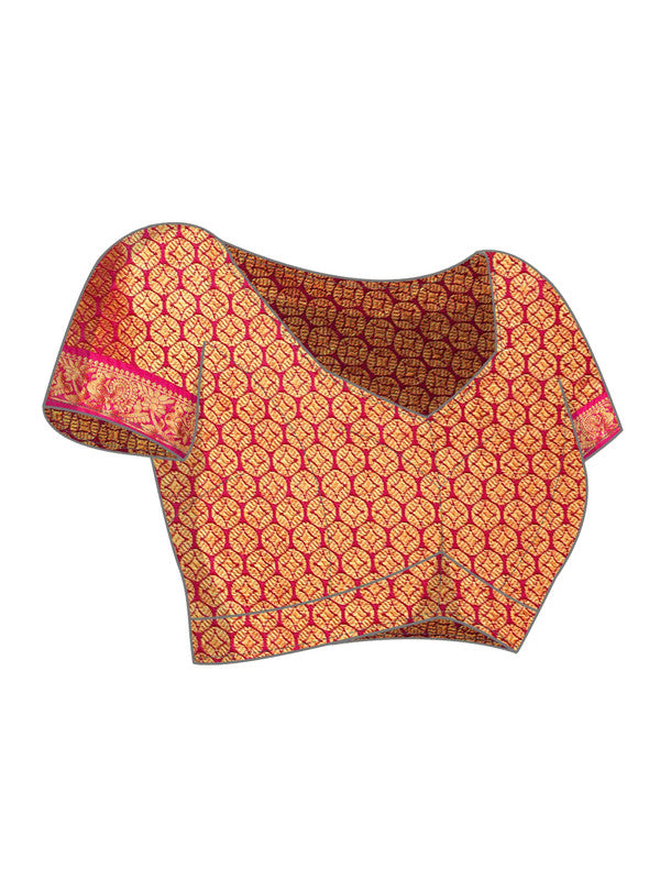 Black Pure Silk Woven Zari Design Polka Dots Saree with Unstitched Blouse - Hiral Fashion