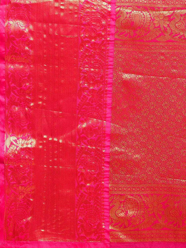 Mustard Pure Silk Woven Zari Design Polka Dots Saree with Unstitched Blouse - Hiral Fashion