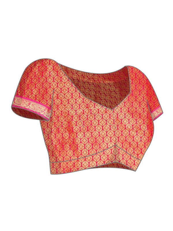 Mustard Pure Silk Woven Zari Design Polka Dots Saree with Unstitched Blouse - Hiral Fashion