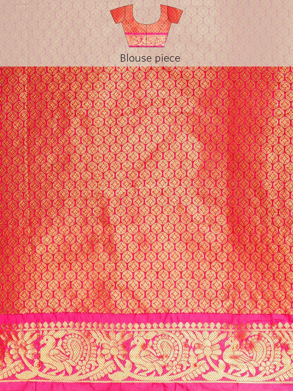 Mustard Pure Silk Woven Zari Design Polka Dots Saree with Unstitched Blouse - Hiral Fashion