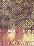 Navy Blue Pure Silk Woven Zari Design Polka Dots Saree with Unstitched Blouse - Hiral Fashion