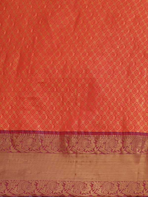 Red Pure Silk Woven Zari Design Polka Dots Saree with Unstitched Blouse - Hiral Fashion